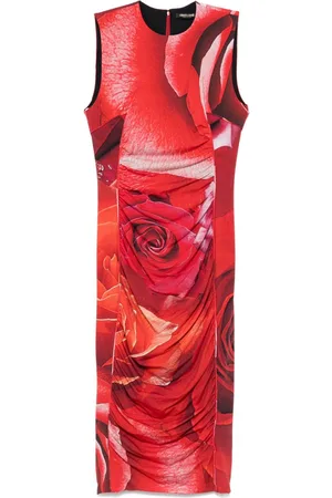 Roberto Cavalli Midi-kjole med rosetryk
