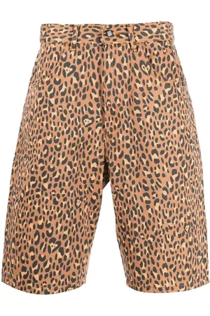 AMISH Denimshorts med leopardtryk