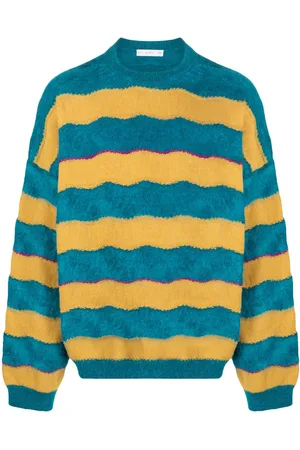 Avril 8790 Stribet sweatshirt med sænket skulder