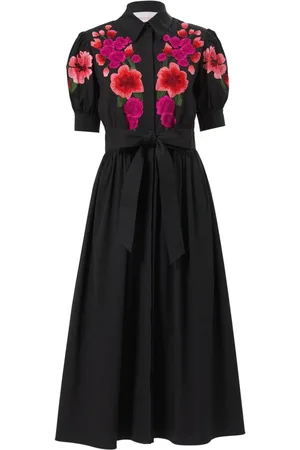 Carolina Herrera Skjortekjole med blomsterbroderi