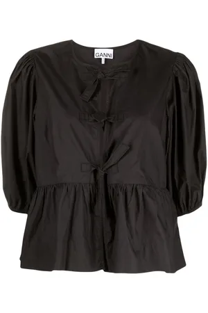 Ganni Peplum-bluse med pufærmer