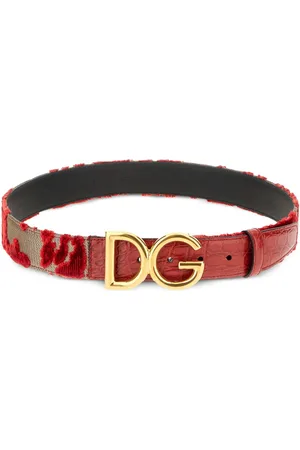 Dolce & Gabbana Bælte med broderede blomster og logo