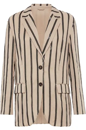 Brunello Cucinelli Stribet blazer med pailletter