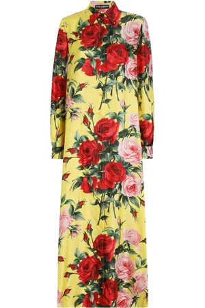 Dolce & Gabbana Lang skjortekjole med blomstertryk