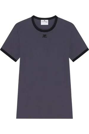 Courrèges T-shirt i signatur med kontrast