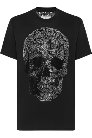 Philipp Plein T-shirt med rund hals og paisley-dødningehoved