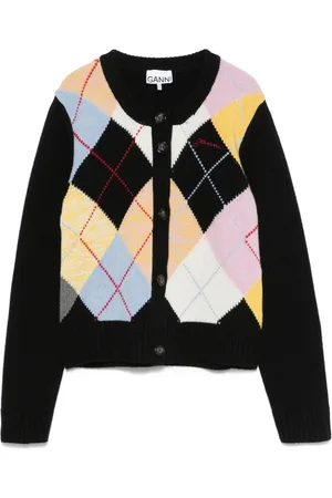Ganni Cardigan med argyle-mønster