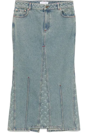 Marine Serre Lang denimnederdel med månelaser