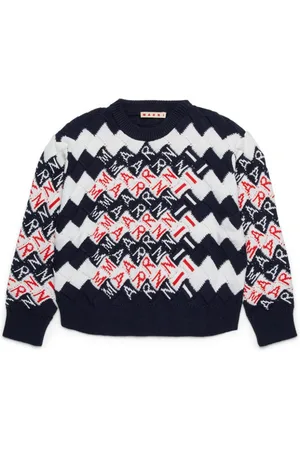 Marni Intarsiastrikket sweater med logo