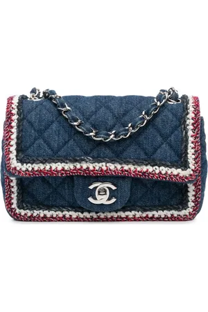 CHANEL Mini Single Flap skuldertaske i denim-tweed fra 2018