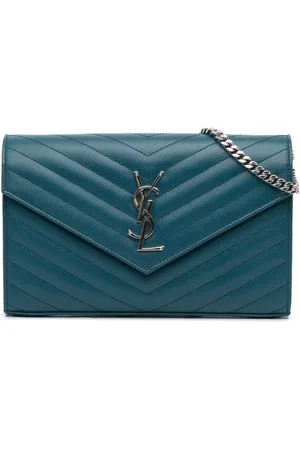 Saint Laurent Grain De Poudre matelasse chevron-mønstret Chain Wallet crossbody-taske med monogram fra 2017