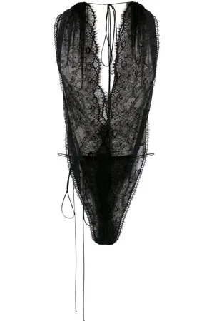 Victoria Beckham Bodystocking med halterneck og blonder