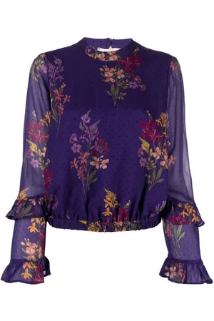 Twin-Set Polkaprikket bluse med blomstertryk