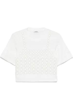 Sandro Perledekoreret cropped T-shirt