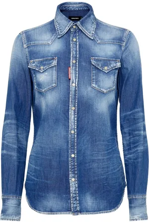 Dsquared2 Denimskjorte med whiskering-effekt