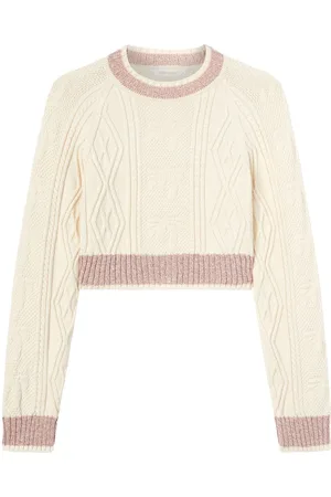 Palm Angels Kabelstrikket sweater med buet logo