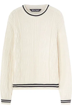 Palm Angels Kabelstrikket sweater med buet logo