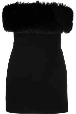 Saint Laurent Kjole med imiteret pelskant