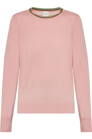 Paul Smith Sweater i merinould med stribet hals