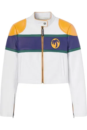 Palm Angels Bikerjakke i læder med logo