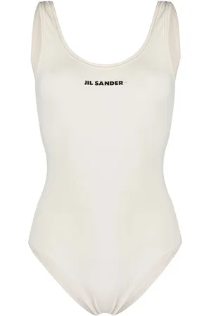 Jil Sander Badedragt med logotryk og dyb hals