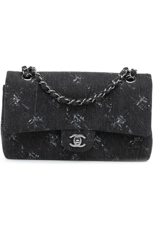 CHANEL Mellemstor Double Flap skuldertaske i denim fra 2015-2020