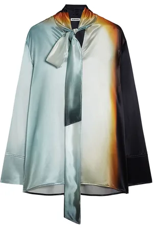 Jil Sander Skjorte i silke med abstrakt tryk