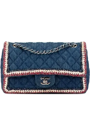 CHANEL Mellemstor flettet Flap skuldertaske i denim fra 2018-2019
