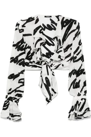 Balmain Cropped jakke med Love Letter-tryk
