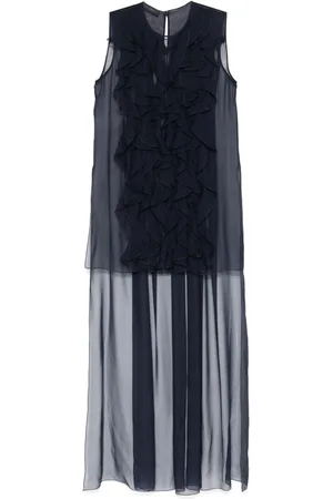 Alberta Ferretti Chiffon-bluse med ruche