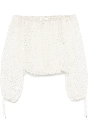 Chloé Bluse i jacquard med off-the-shoulder-snit