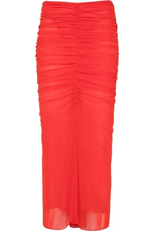 MUGLER Mellemlang nederdel i mesh med ruche