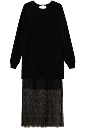Twin-Set Kjole med blondepaneler