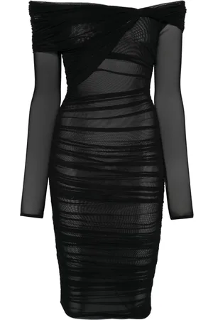 MUGLER Kort kjole med off-shoulder-snit