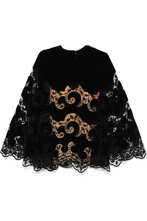 Elie saab Bluse i velour med blondebroderi
