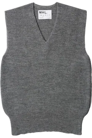 MARGARET HOWELL Kraftig ribbet vest i jomfruuld