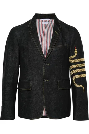 Thom Browne Denimblazer med slangebroderi og 4-Bar-detalje