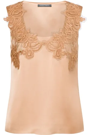 Alberta Ferretti Top med blomstret broderi