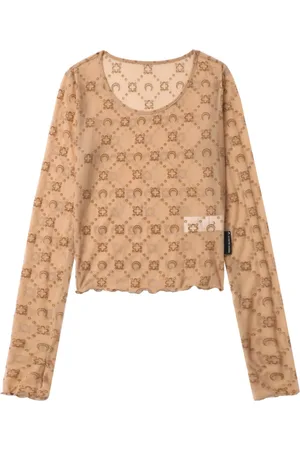 Marine Serre Top med rund hals og monogram