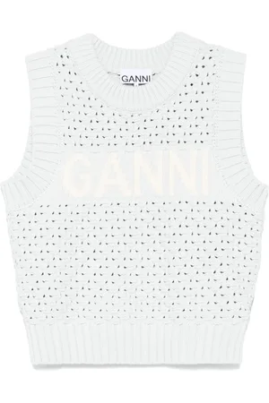 Ganni Vest med logo-intarsia