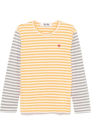 Comme des Garçons Stribet T-shirt med logoapplikation