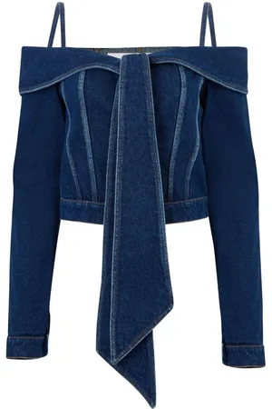 Nina Ricci Denimjakke med off-shoulder-snit