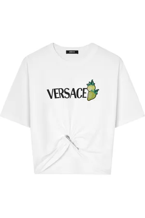 VERSACE Cropped Strawberry Garden Safety Pin T-shirt