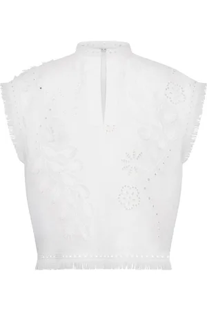 Alberta Ferretti Cropped bluse med broderet design