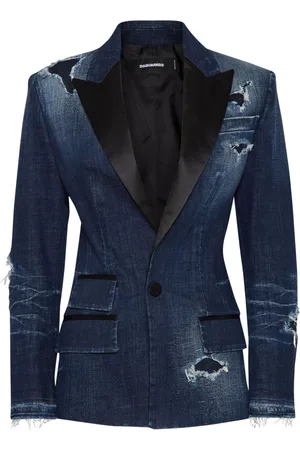 Dsquared2 Blazer i denim med slitageeffekt