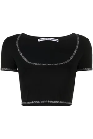 Alexander Wang Cropped T-shirt med rund hals