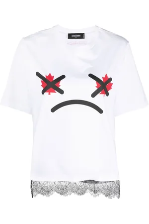 Dsquared2 T-shirt blondedetalje og grafisk tryk