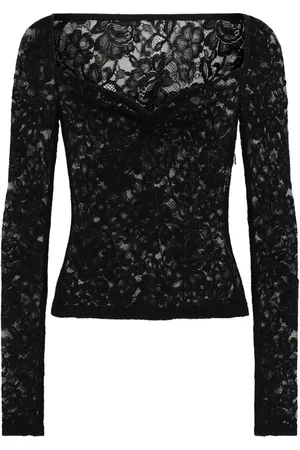 Dolce & Gabbana Top med sweetheart-hals og blomstrede blonder