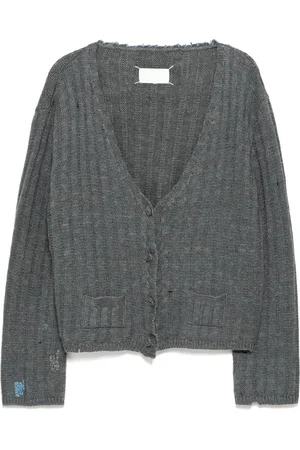 Maison Margiela Cardigan med slitageeffekt og dyb udskæring