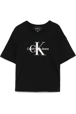 Calvin Klein T-shirt med glimmerdetalje og logotryk